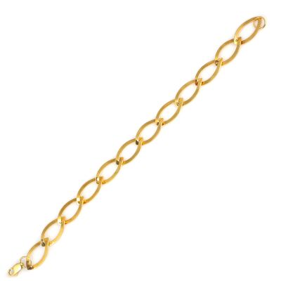 925 Ayar Gümüş Kıvrımlı İtalyan Elips Zincir Bileklik, Sarı - 2