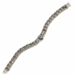 925 Ayar Gümüş Kıvrımlı Osmanlı Motifli Erkek Bilekliği - 3