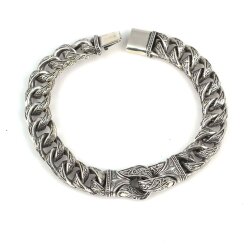 925 Ayar Gümüş Kıvrımlı Osmanlı Motifli Erkek Bilekliği - Nusrettaki