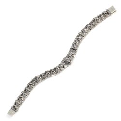 925 Ayar Gümüş Kıvrımlı Osmanlı Motifli Erkek Bilekliği - 4
