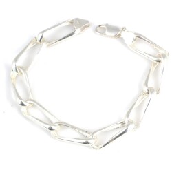 925 Ayar Gümüş Kıvrımlı Oval Zincir Bileklik - Nusrettaki