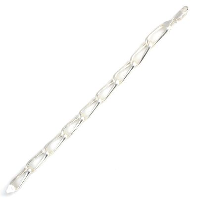 925 Ayar Gümüş Kıvrımlı Oval Zincir Bileklik - 2