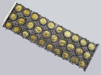 925 Ayar Gümüş Konstantinapol Tasarım Paralı Antik Bileklik - 3