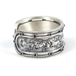925 Ayar Gümüş Koşan Atlar Model Taşlı Yüzük - 3