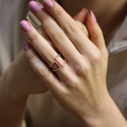 925 Ayar Gümüş Köşeli Çift D Tasarım Yüzük - Nusrettaki