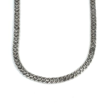 925 Ayar Gümüş Köşeli Desenli Gurmet Zincir Model Kolye - 1