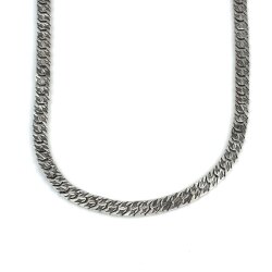 925 Ayar Gümüş Köşeli Desenli Gurmet Zincir Model Kolye - Nusrettaki