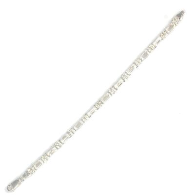 925 Ayar Gümüş Kral 11Li Desenli Şarnel Zincir Bileklik - 2