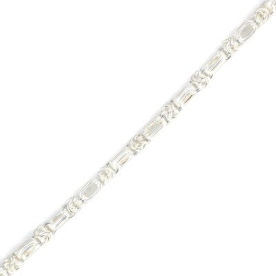 925 Ayar Gümüş Kral 11Li Desenli Şarnel Zincir Bileklik - 3