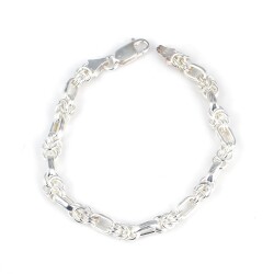 925 Ayar Gümüş Kral 11Li Şarnel Zincir Bileklik - Nusrettaki