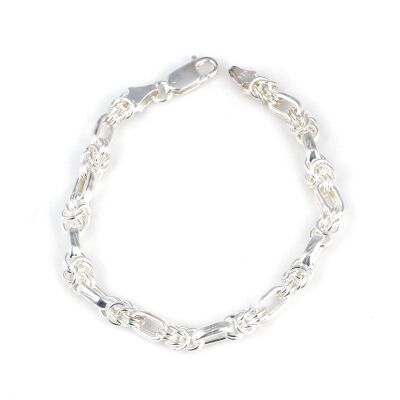 925 Ayar Gümüş Kral 11Li Şarnel Zincir Bileklik - 1