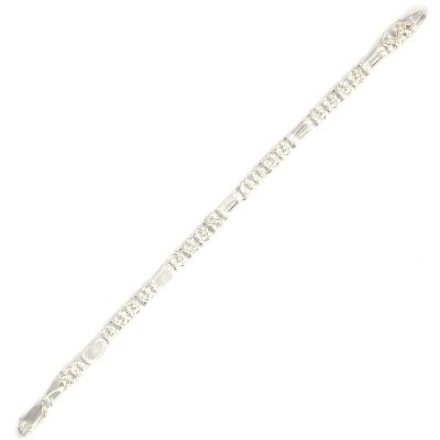 925 Ayar Gümüş Kral 5Li Desenli Oval Şarnel Zincir Bileklik - 2