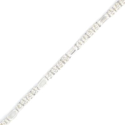 925 Ayar Gümüş Kral 5Li Desenli Oval Şarnel Zincir Bileklik - 3