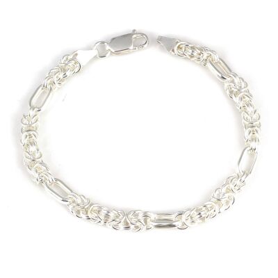 925 Ayar Gümüş Kral 5Li Şarnel Zincir Bileklik - 1