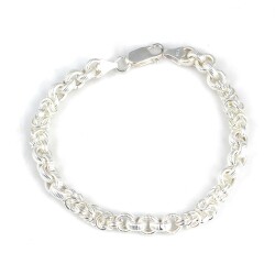 925 Ayar Gümüş Kral Desenli Halka Model Şarnel Bileklik - Nusrettaki