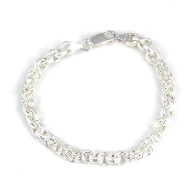 925 Ayar Gümüş Kral Desenli Halka Model Şarnel Bileklik - 1