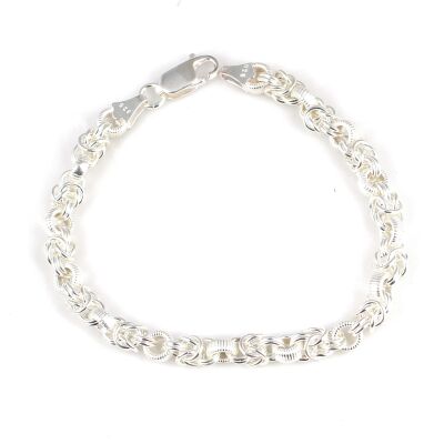 925 Ayar Gümüş Kral Desenli Yuvarlak Model Şarnel Bileklik - 1