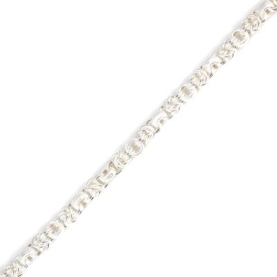 925 Ayar Gümüş Kral Desenli Yuvarlak Model Şarnel Bileklik - 3