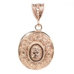 925 Ayar Gümüş Kraliçe Elizabeth Figürlü Madalyon Kolye Ucu - Nusrettaki