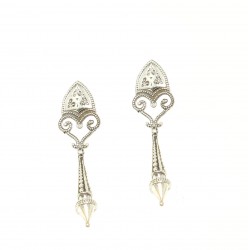 925 Silver Conical Design Antique Dangle Earrings - Nusrettaki