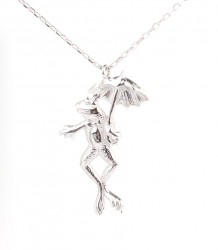 Sterling Silver Kermit The Frog Necklace, White Gold Vermeil - Nusrettaki (1)