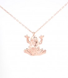 Sterling Silver Frog Necklace, Rose Gold Vermeiled - Nusrettaki (1)