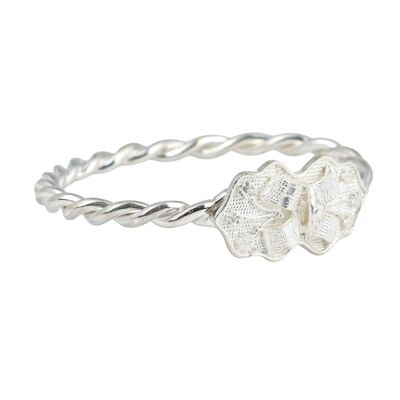 925 Ayar Gümüş Kurdele Kaşlı İki Telli Burma Bilezik - 1