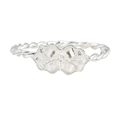 925 Ayar Gümüş Kurdele Kaşlı İki Telli Burma Bilezik - 2