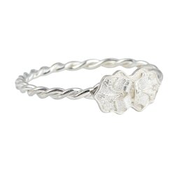 925 Ayar Gümüş Kurdele Kaşlı İki Telli Burma Bilezik - Nusrettaki