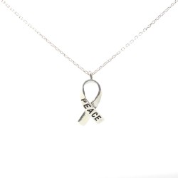 925 Sterling Silver PEACE Ribbon Necklace - Nusrettaki (1)