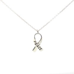 925 Sterling Silver PEACE Ribbon Necklace - 2