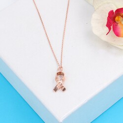 925 Sterling Silver PEACE Ribbon Necklace - 4