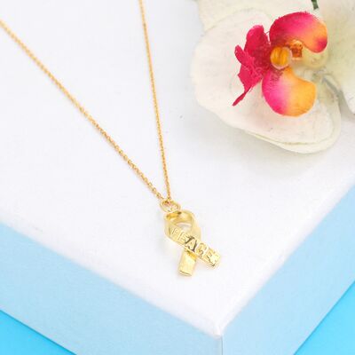 925 Sterling Silver PEACE Ribbon Necklace - 3