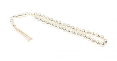 Silver Sphere Cutting Line Pattern Design Prayer Beads - 1