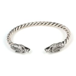 925 Ayar Gümüş Kurt Başı Burgu Kol Erkek Bileziği - 4