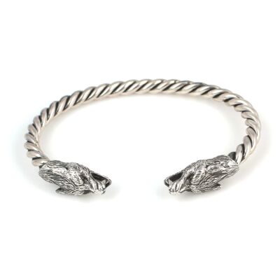925 Ayar Gümüş Kurt Başı Burgu Kol Erkek Bileziği - 4