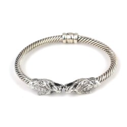 925 Ayar Gümüş Kurt Başı Yaylı Burgu Kol Erkek Bileziği - Nusrettaki (1)