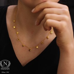 Sterling Silver Polar Star & Stars Strand Necklace, Gold Vermeil - Nusrettaki (1)