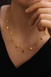 Sterling Silver Polar Star & Stars Strand Necklace, Gold Vermeil - Nusrettaki