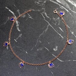 925 Ayar Gümüş Lacivert Mineli Filli Halhal - 4