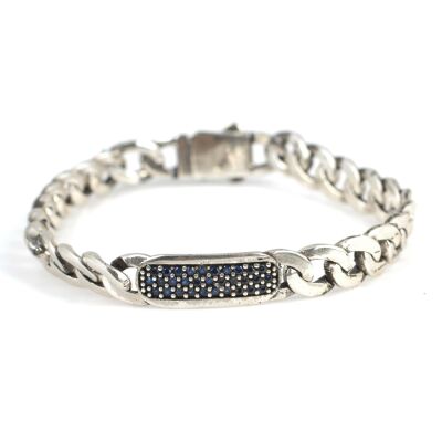 925 Ayar Gümüş Lacivert Taşlı Gurme Bileklik - 1