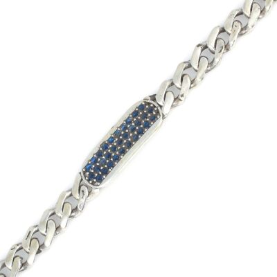 925 Ayar Gümüş Lacivert Zirkon Taşlı Gurme Bileklik - 2