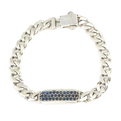 925 Ayar Gümüş Lacivert Zirkon Taşlı Gurme Bileklik - 1