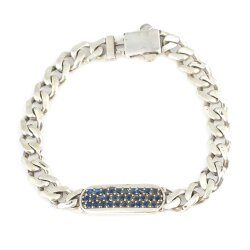 925 Ayar Gümüş Lacivert Zirkon Taşlı Gurme Bileklik - Nusrettaki