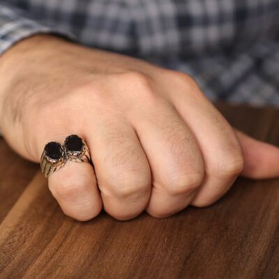 925 Ayar Gümüş Lal Taşı Unisex Yüzük - 1