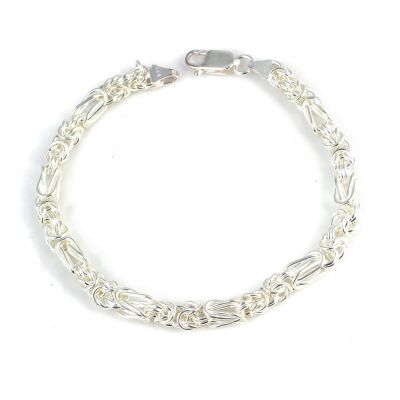 925 Ayar Gümüş Lale Model Kral Zincir Bileklik - 1