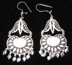 925 Tulip Model Silver Filigree Chandelier Earrings - Nusrettaki (1)