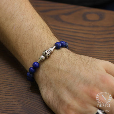Silver Men's Bracelets with Lapis - 1