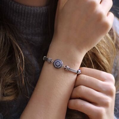 925 Ayar Gümüş Lapis Taşlı Boncuklu Bileklik - 1