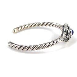 925 Ayar Gümüş Lapis Taşlı Burgu Kol Telkari Model Bilezik - 3